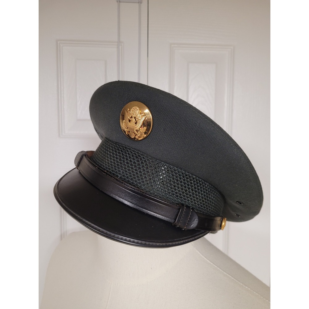 US Army WWII Mens Service Visor 7 1/4 Green Excellent 100% Wool Serge AG-44